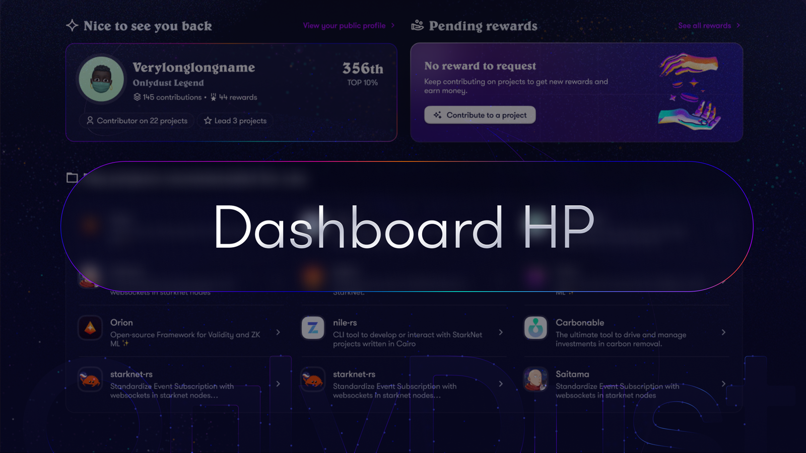 New "homepage" dashboard