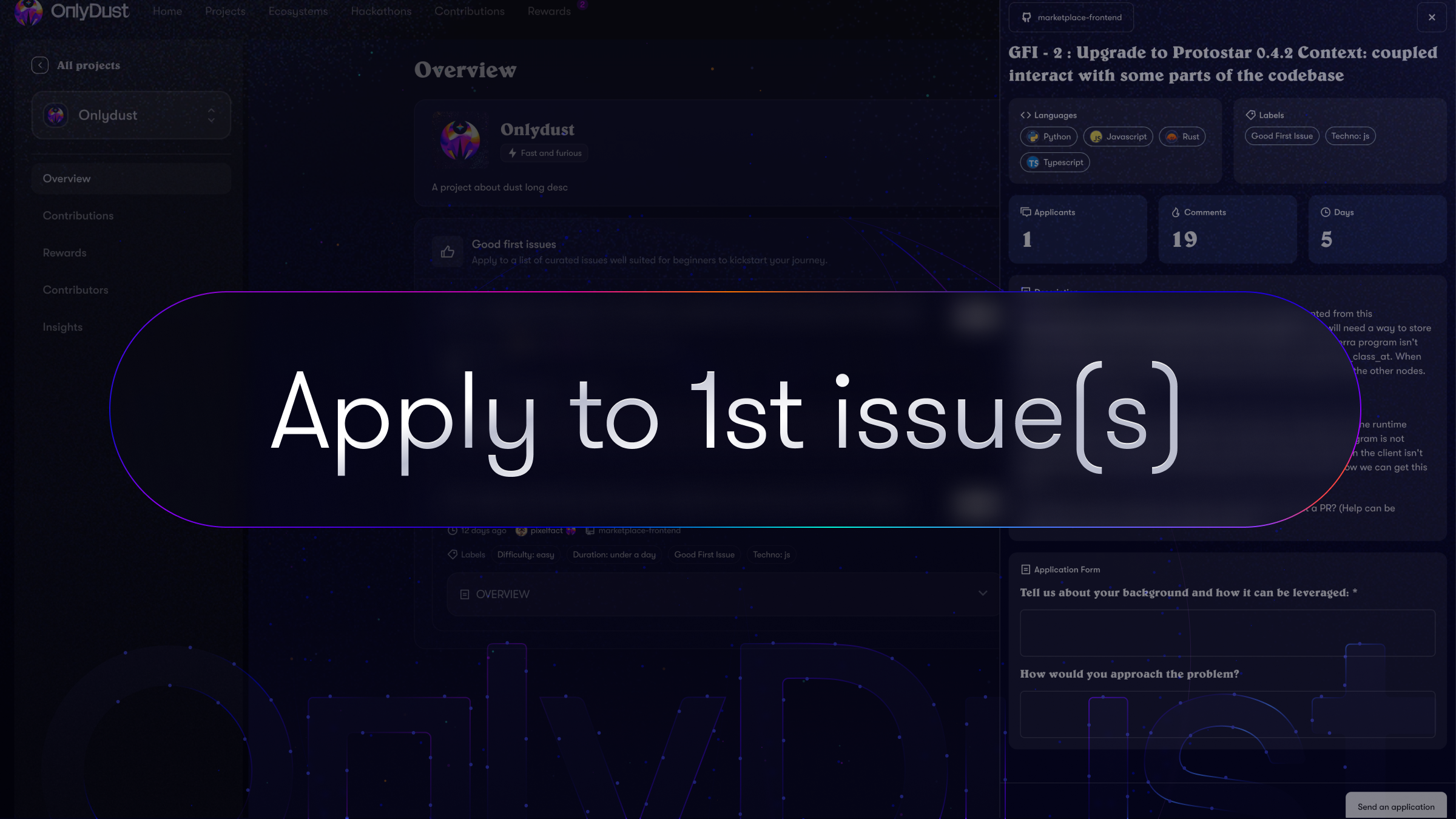 Contributors: Apply for a good first issue on OnlyDust!